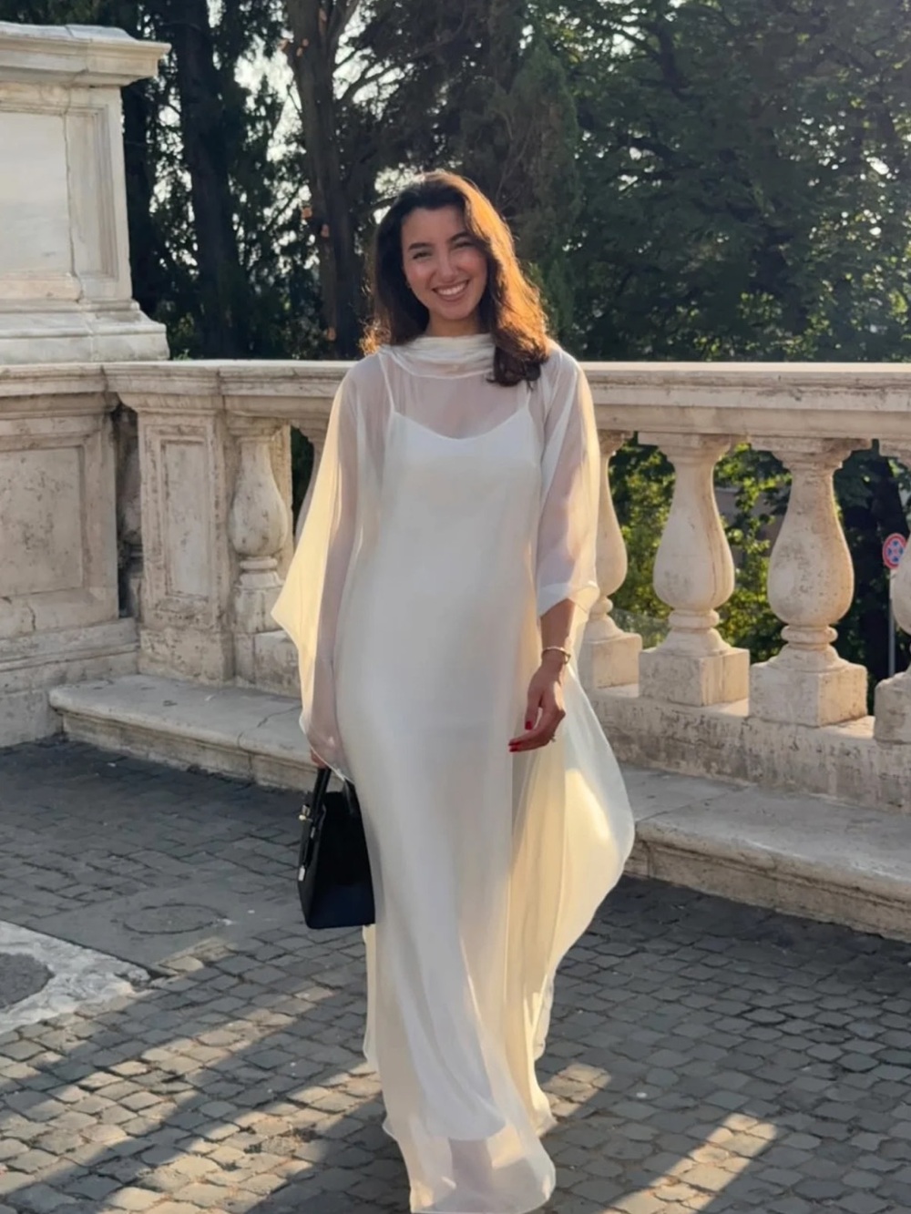 Chiffon Overlay White Maxi Dress
